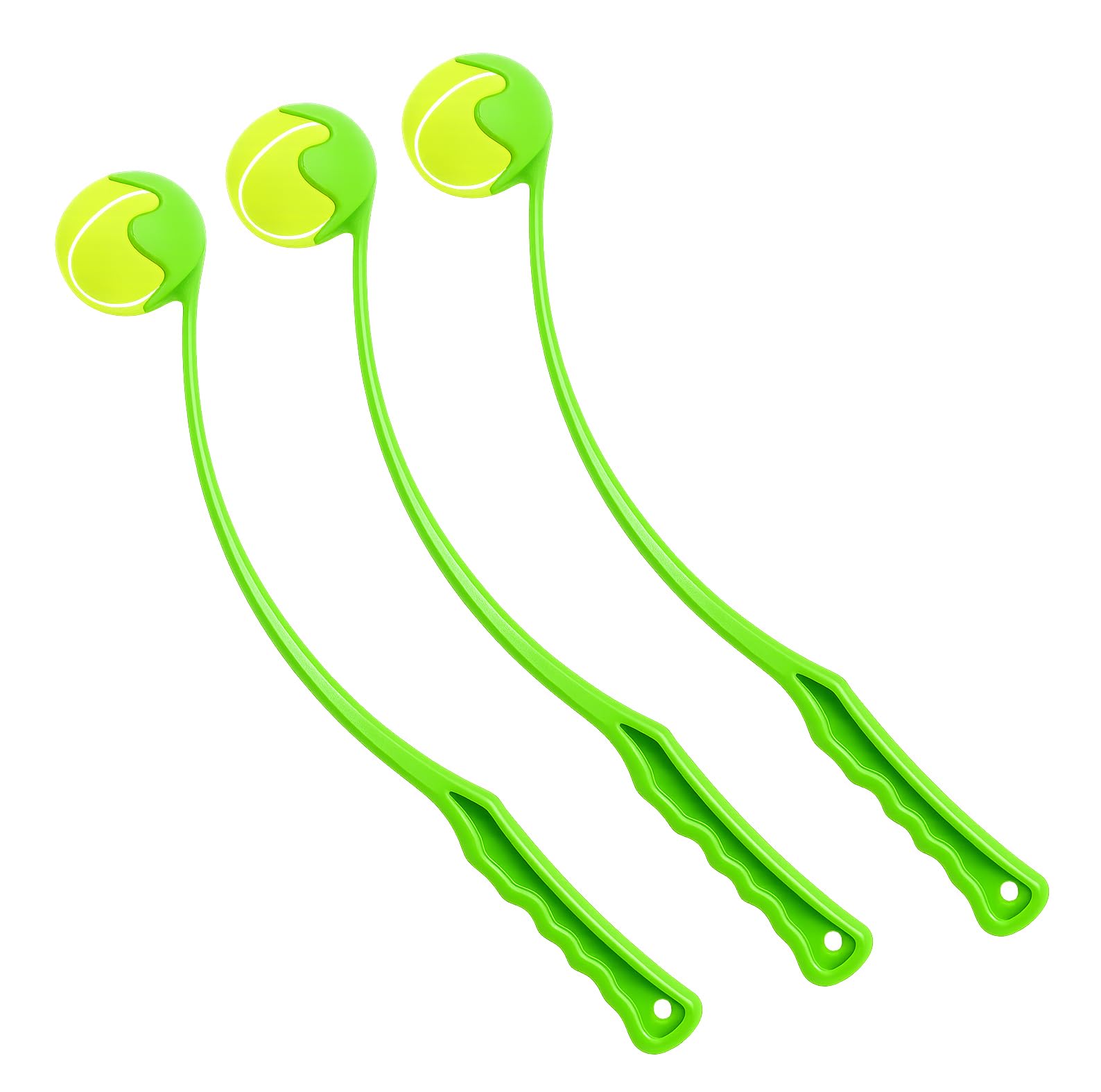 Best House Dog Ball Launcher Thrower Dog Toy, Tennis Ball Hands Free Pick Up and Throw Play and Great Fun for Dogs Puppy Exercise & Training (Green, Pack of 3)