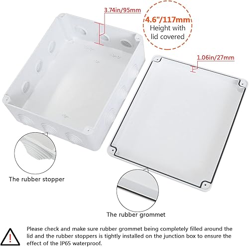 Miniatura 56 de LeMotech Caja de conexiones, plástico ABS IP55 resistente al agua y al polvo, caja eléctrica universal, caja de proyectos para exteriores e
