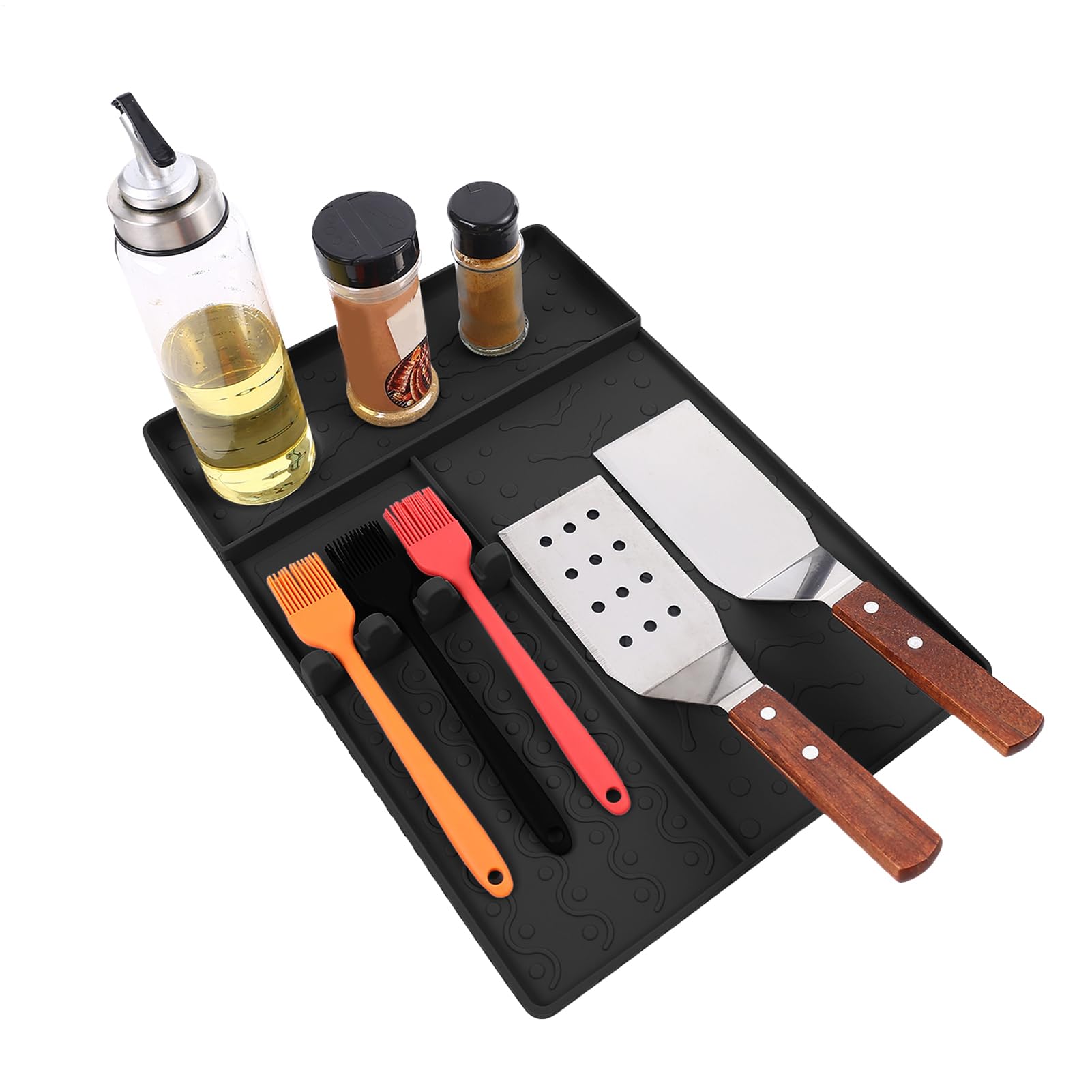 Tappetino per barbecue in silicone, protezione per griglia ad alta temperatura, protezione per bancone della cucina, ampio formato, struttura per contenere le fuoriuscite di cottura, soluzione