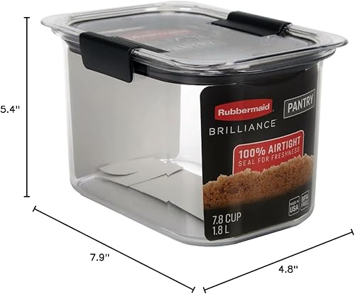 Miniatura 8 de Rubbermaid Contenedor plástico sin BPA almacenamiento hermético de alimentos Brilliance Pantry stock abierto azúcar morena 78 tazas