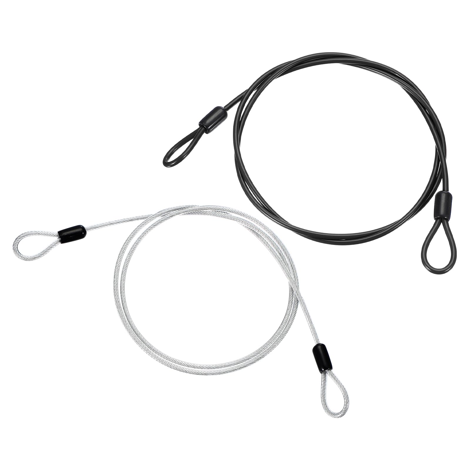 PATIKIL 2 Pcs 3/16" Dia Vinyl Coated Stainless Steel Cable with Loops