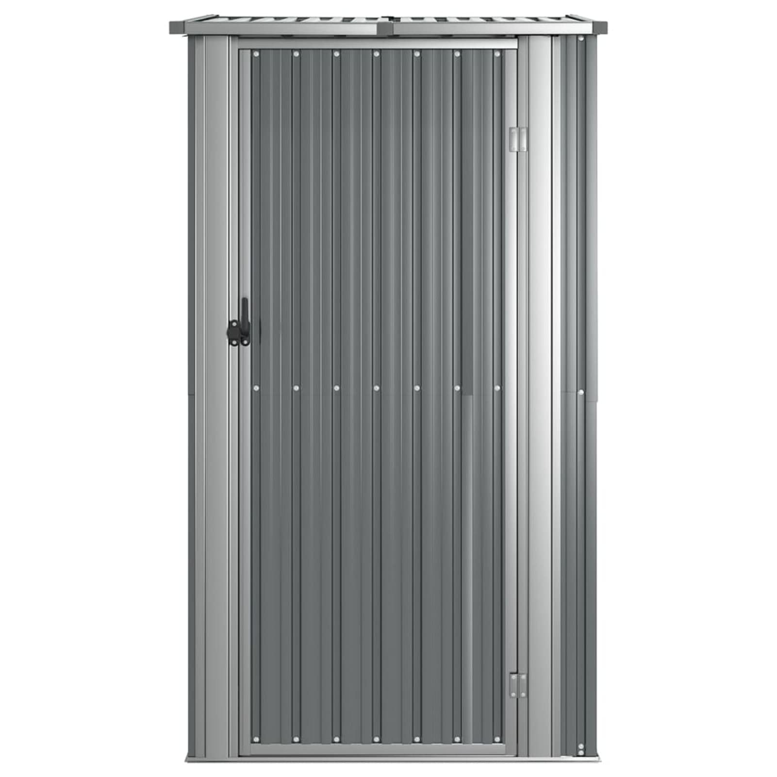 Gecheer Casetta per giardino in acciaio zincato, grigio, 118,5 x 97 x 209,5 cm, utensili in acciaio, cassetta degli attrezzi