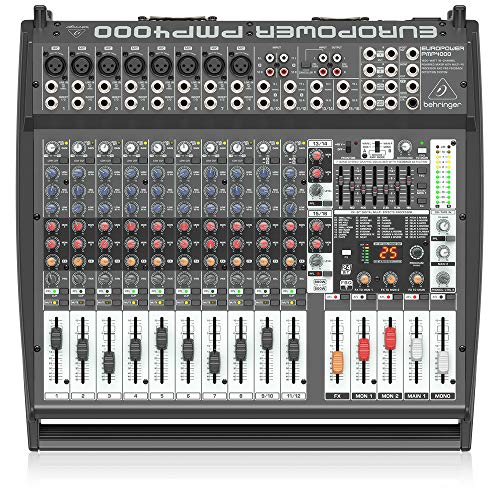 Behringer Europower PMP4000 Powered Mixer - 16 Channels, 1600 Watts with Multi-FX Processor and FBQ Feedback Detection System