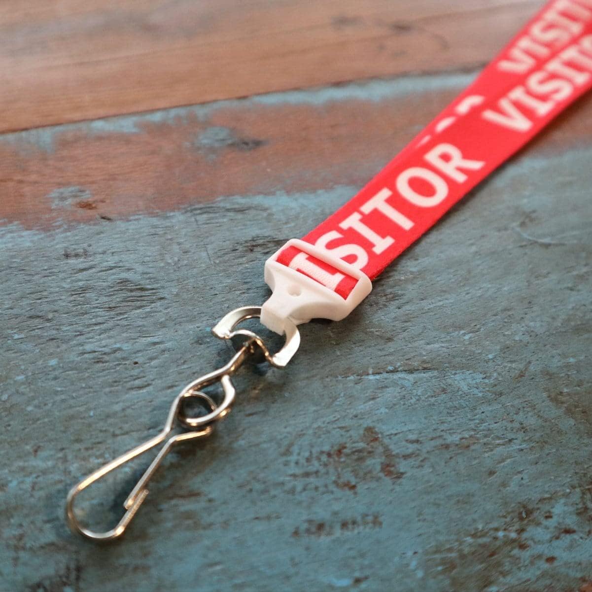 25 Pack - Visitor Badges with Lanyards - Heavy Duty Preprinted Visitor PVC Plastic Badge - Reusable & Dry Erase Writable - Red Breakaway Lanyard w/Swivel Clip - Guest Name Tag Holder - Specialist ID