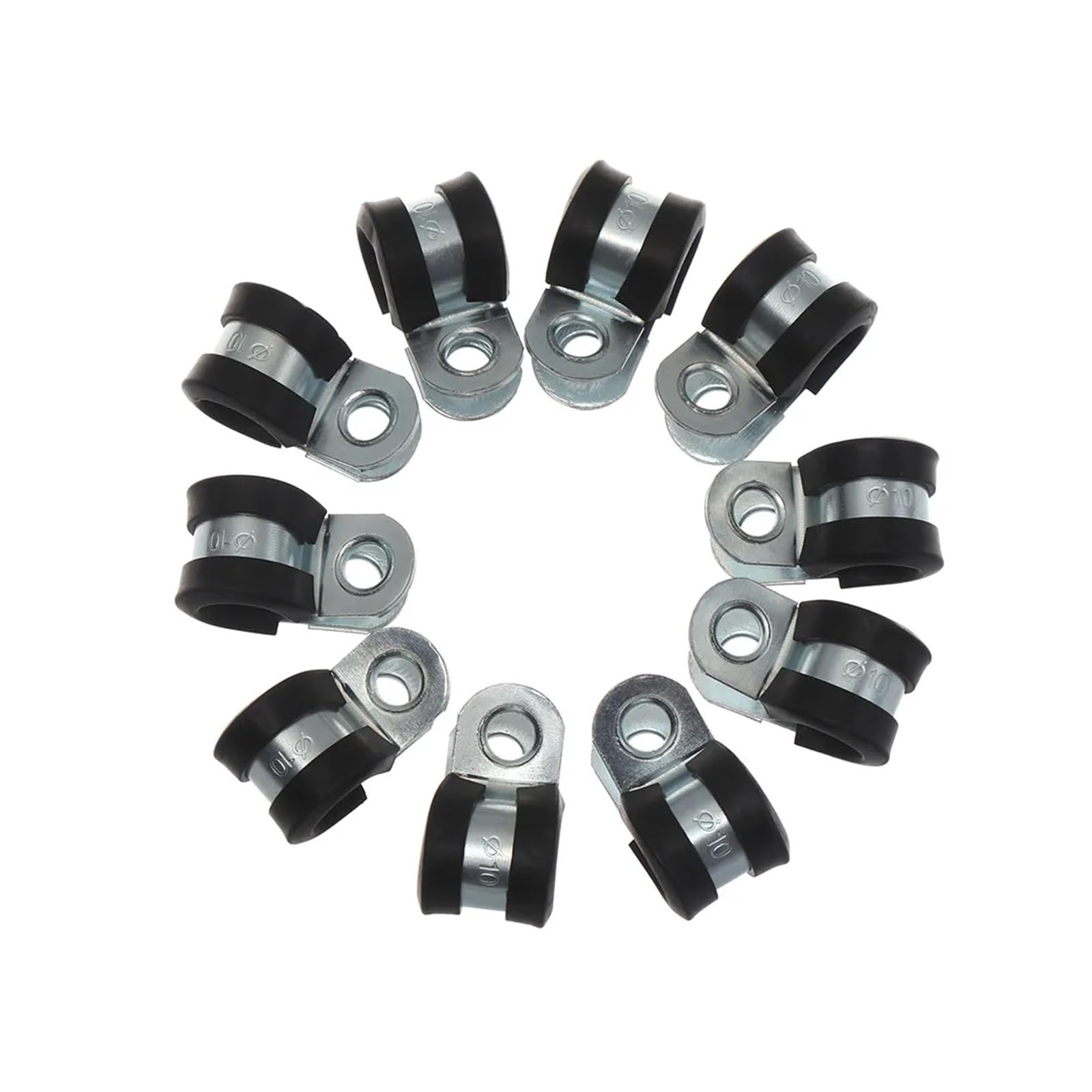 Knbhgujmd One Color P-Clips Metal Wire Cable Conduit Clamps, 10Pcs Rubber Lined P Clips Wiring Hose Pipe Cable Mounting Fasteners Hardware 6-50Mm(40Mm)