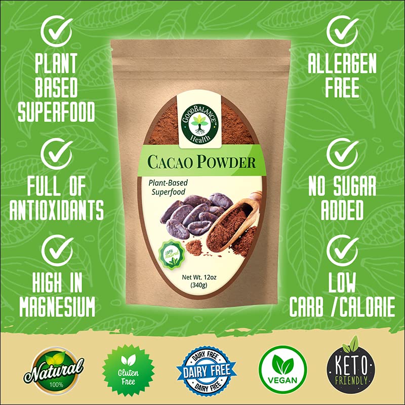 Miniatura 4 de Good Balance Health Cacao en polvo | Cacao crudo | Cacao orgánico, chocolate en polvo | Perfecto para hornear, batidos, a base de plantas, orgánico,