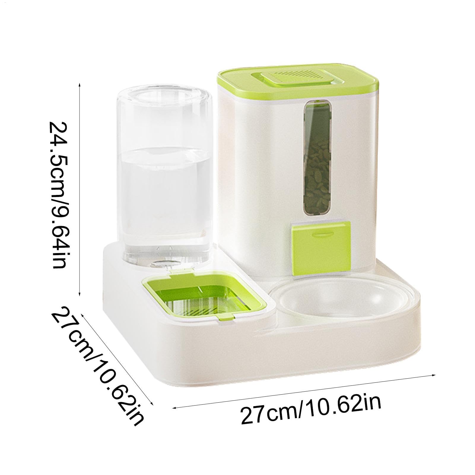 Comedero para Mascotas, Dispensador de Agua for Perros, alimentador automático for Mascotas Gran Capacidad, Reutilizable(Green)