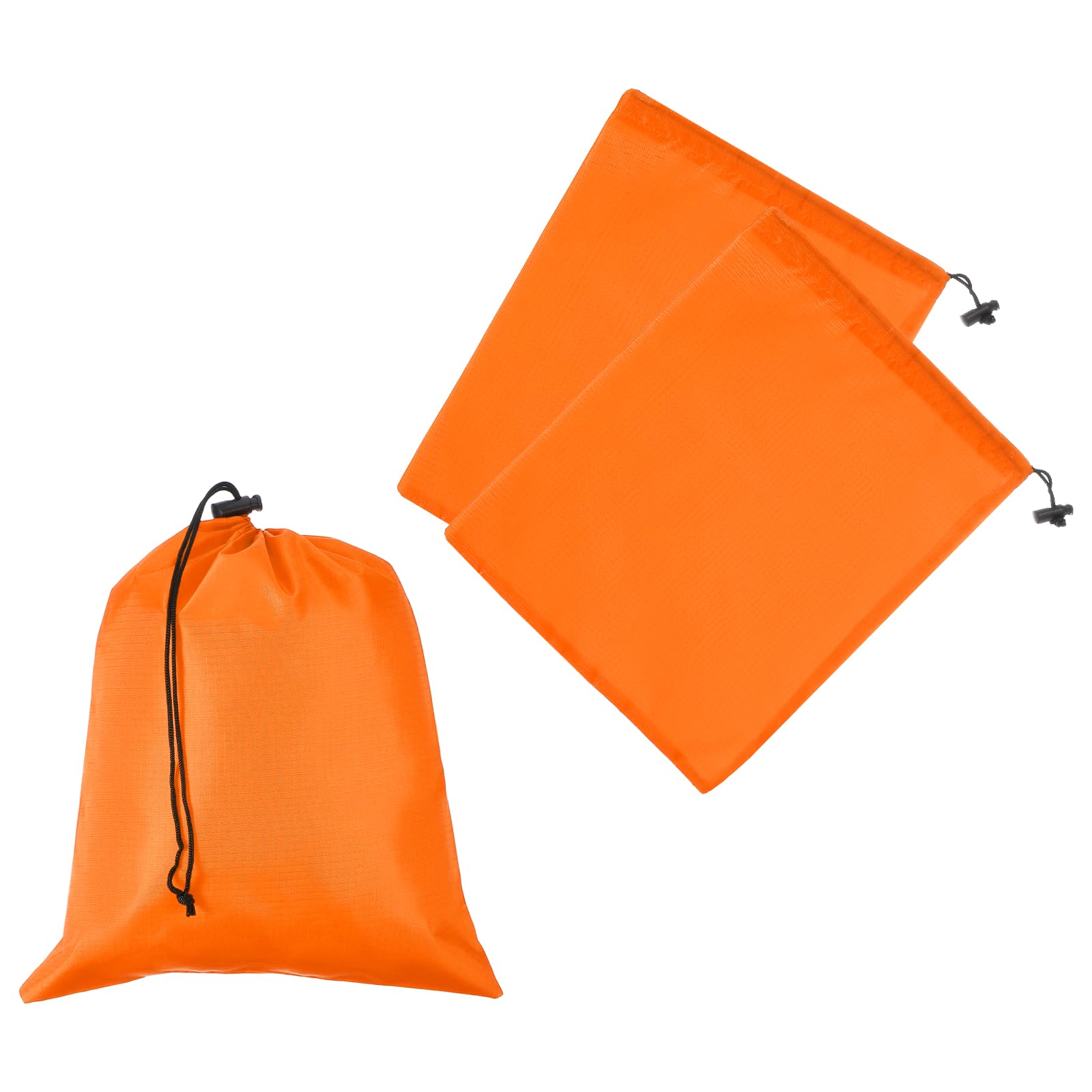 YELARXI Drawstring Bag with Toggle, Stuff Sack String Waterproof Travel Storage Bags Cinch Stuff Pouch 3 Size & 3 Pack & Sapphire Blue/Orange/Black -Fitting for (Gym/Traveling/Hiking/Yoga)