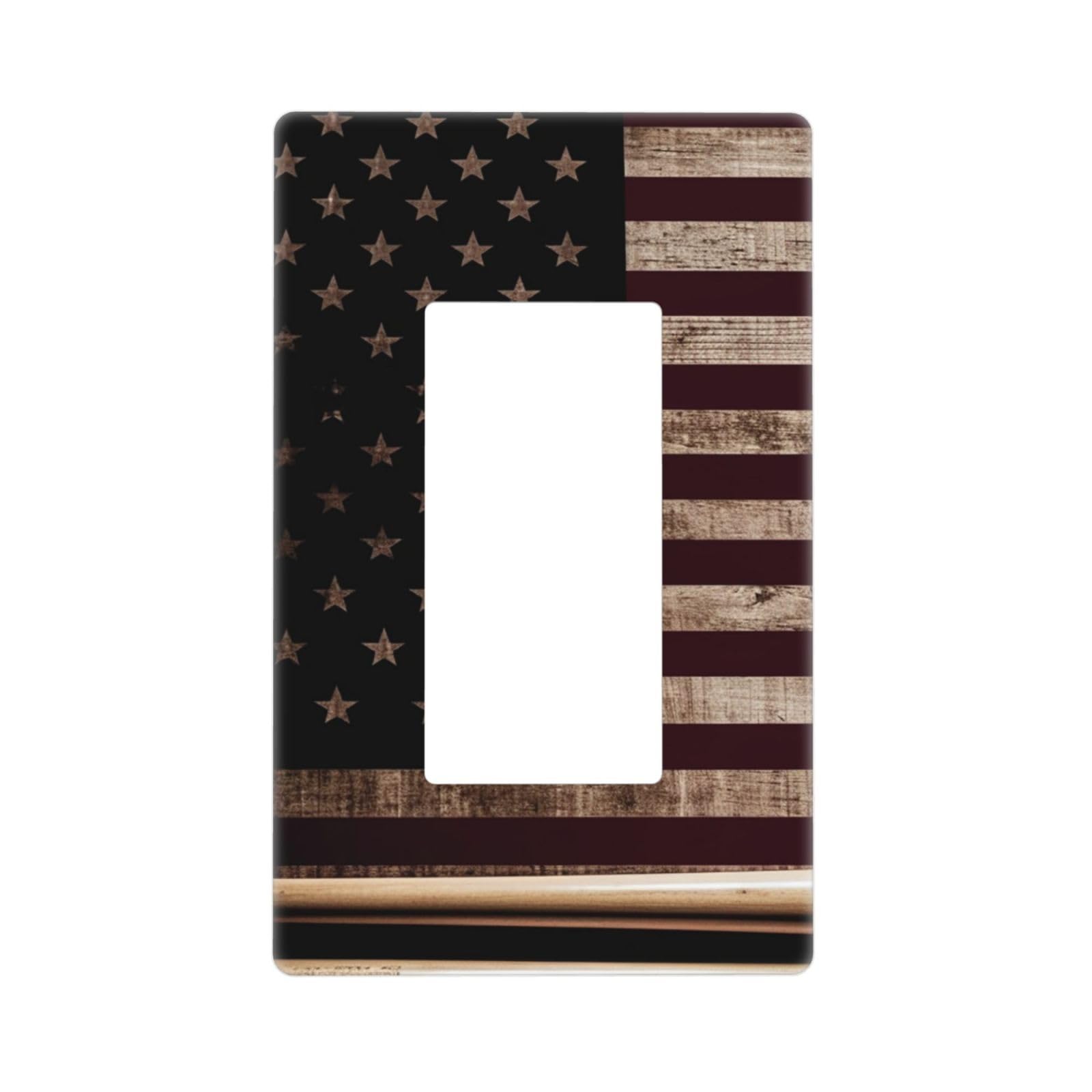 American flag and baseball bat Wall Plate Cover 1 Gang Light Switch Cover Decorative Single Duplex Wall Plates Standard Size Decorator Blank Electrical Switch Plate Cover for Electrical Outlets