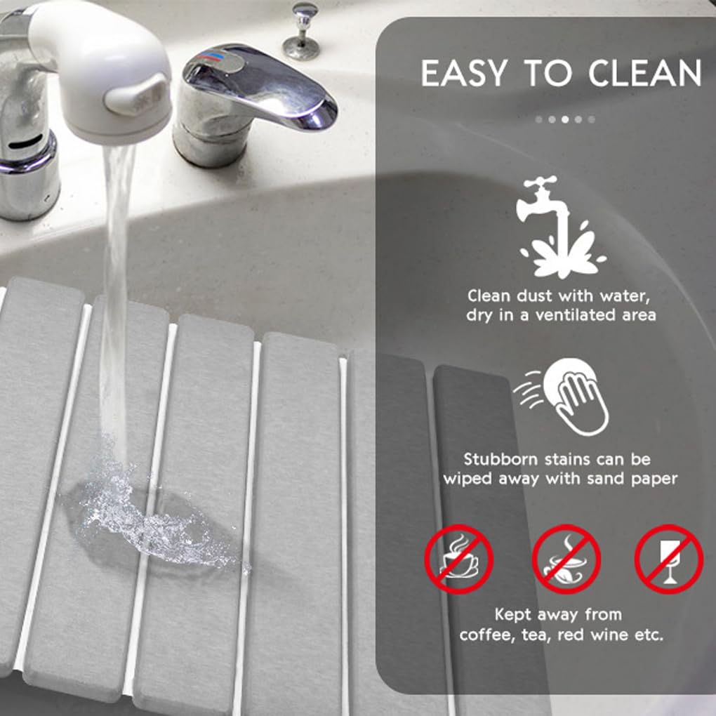 Ailan Tapis égouttoir multi-usages, absorbant et respectueux de l'environnement, idéal pour la cuisine et la salle de bain (40 x 30 cm), gris foncé