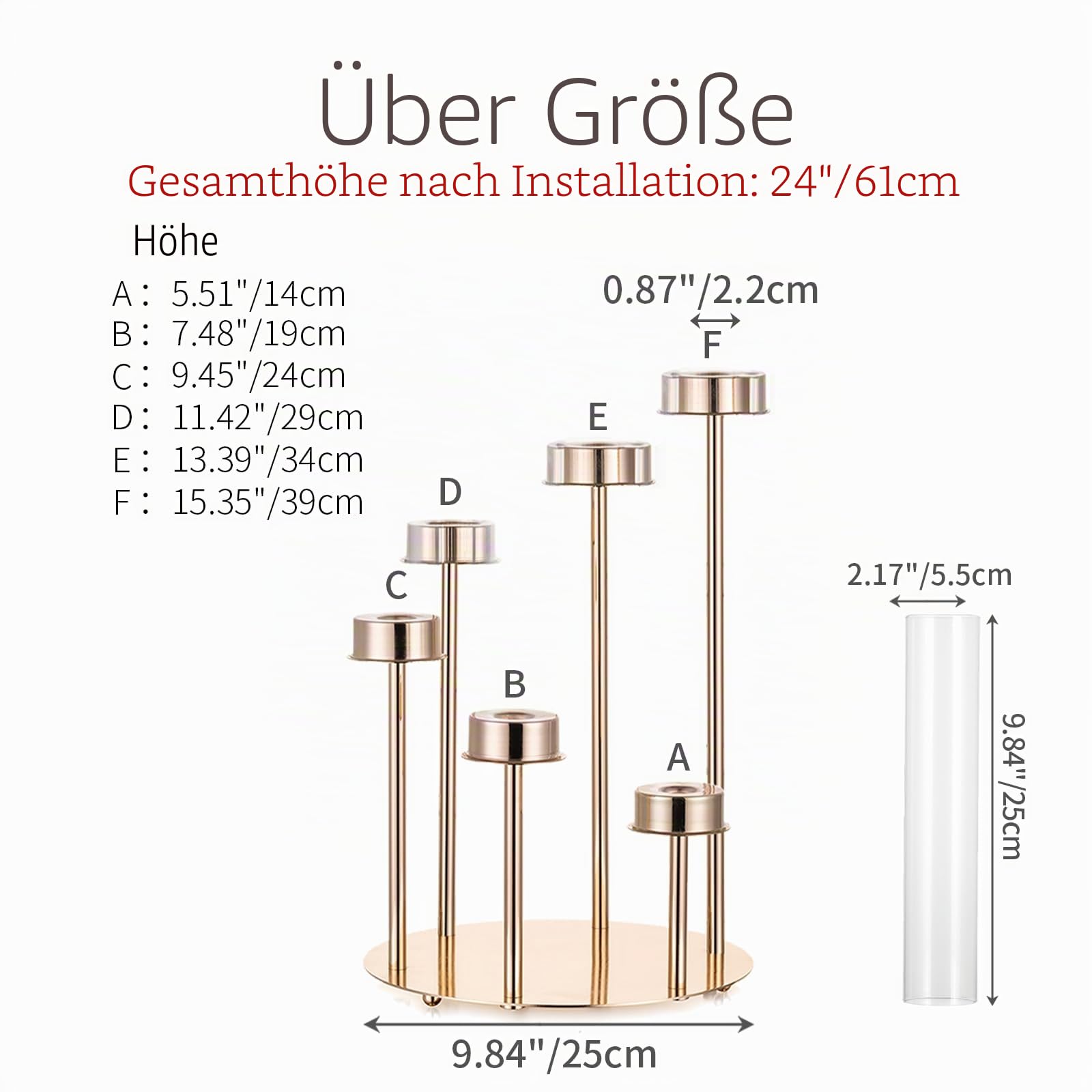 Kerzenständer Gold Bodenkandelaber Kerzenleuchter: 1 Stück Kerzenhalter aus Metall Windlicht-Kerzenhalter Hohe Kandelaber für Tafelaufsatz Hochzeit Veranstaltung Weihnachten Feste