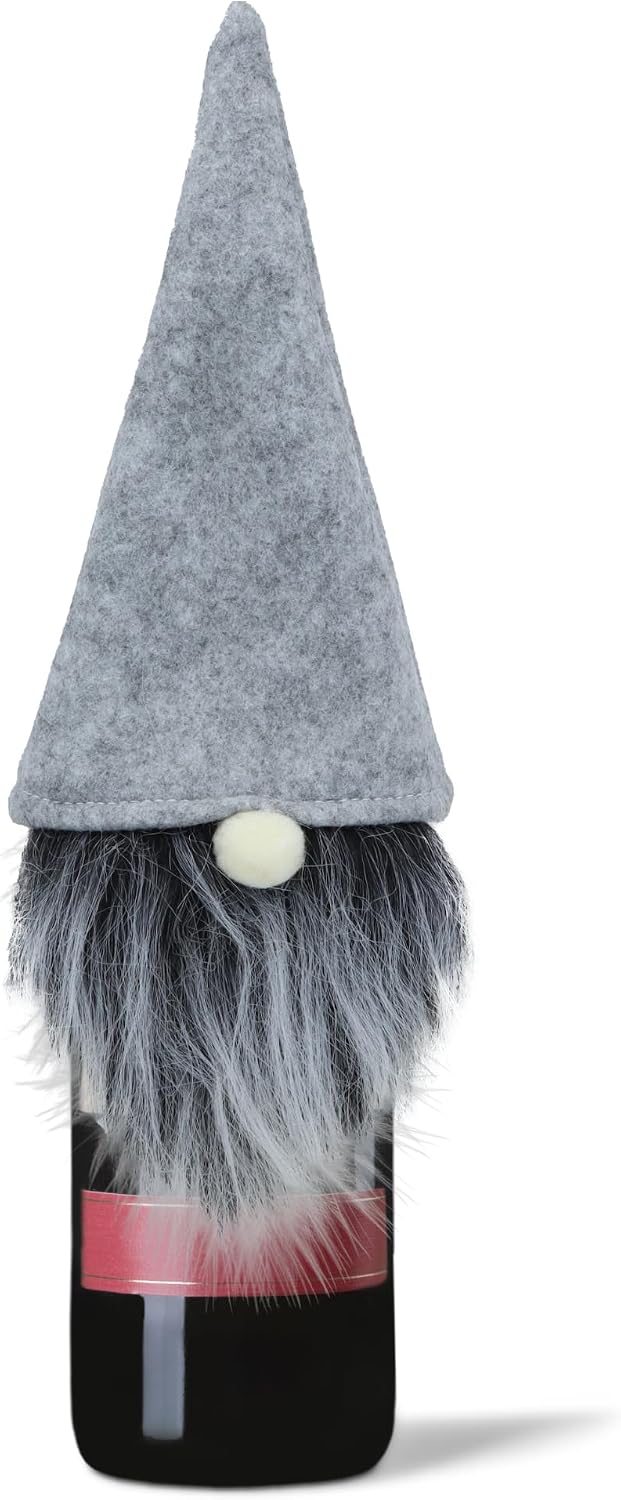 Needzo Christmas Gnome Wine Bottle Topper, Decorative Cover for Bottles, Giving (Plaid)