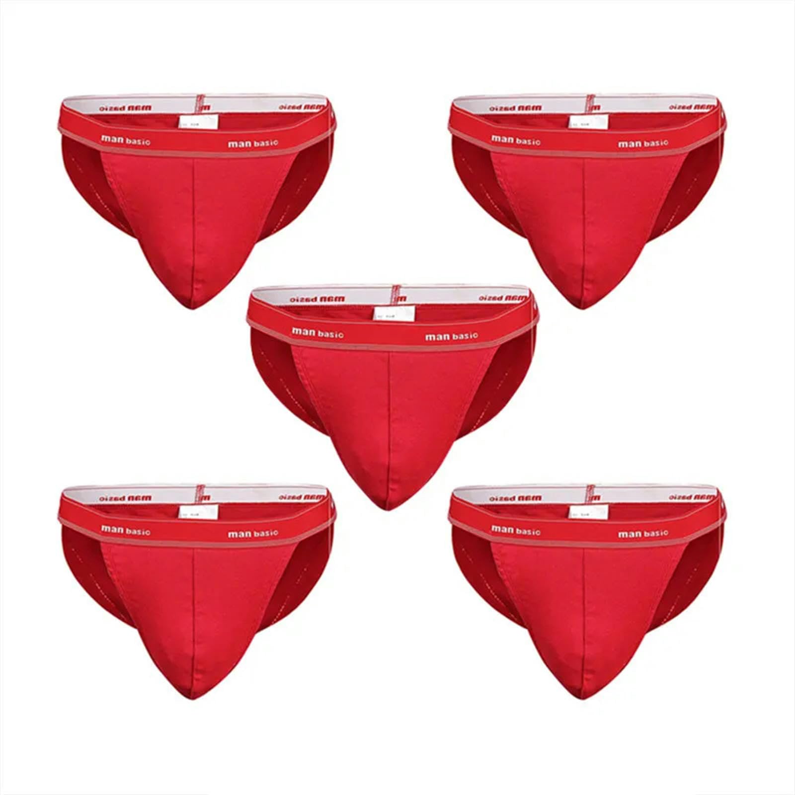 Slip Uomo in Biancheria Intima di Cotone da 5 Pezzi per Uomini Slip Sexy S-4Xl-5 Rosso-M (47,5-57,5 kg)