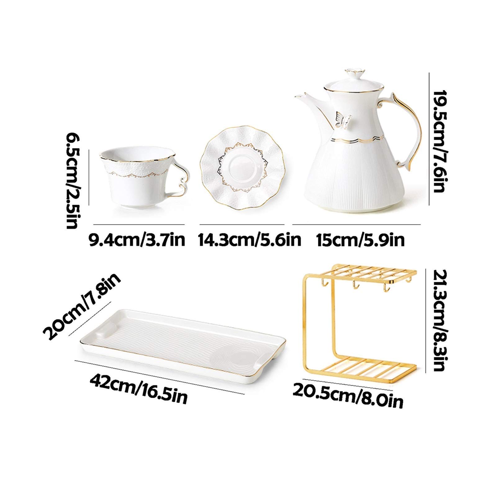 Zestaw do herbaty Ceramiczne zestawy popołudniowej herbaty Czajnik Filiżanki do herbaty i spodek z metalowym uchwytem Dekoracja Phnom Penh Nadaje się do Kawy Kwiat i Herbata Owocowa Zestawy