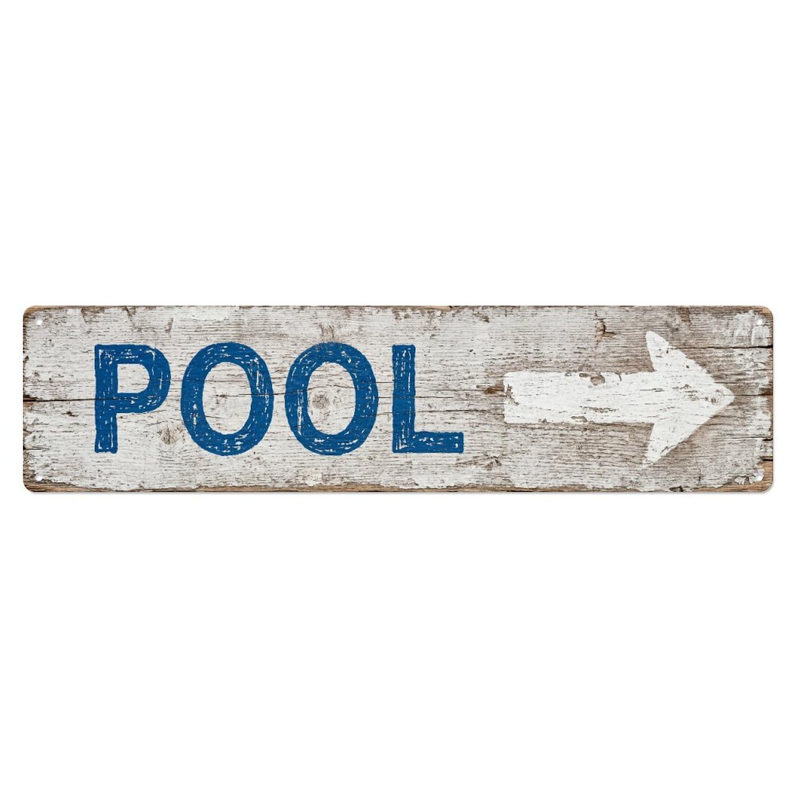 Swimming Pool Directional Arrow Metal Tin Skinny Sign Plaque Wall Decor for Cafe, Club Bar, Office, Home Garden Metal Poster 4x16Inch