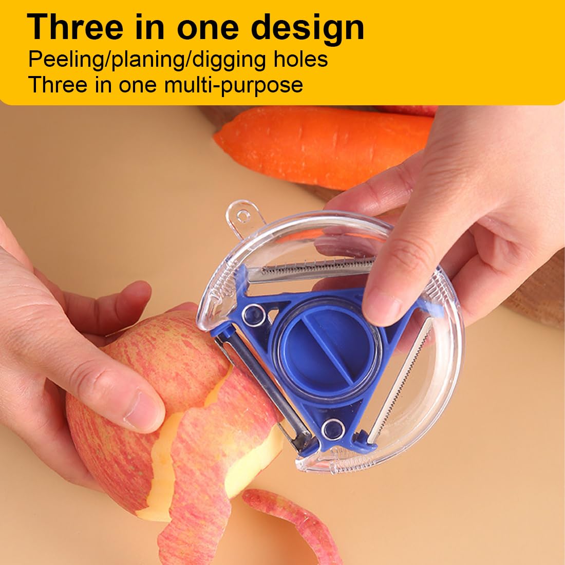 Pelapatate Professionale 5 In 1 – 2 Pezzi Con Lama In Acciaio Inox, Apribottiglie, Scavatore Fori E Coperchio Di Sicurezza, Per Patate, Frutta E Verdura, Ideale Per Picnic E Viaggi