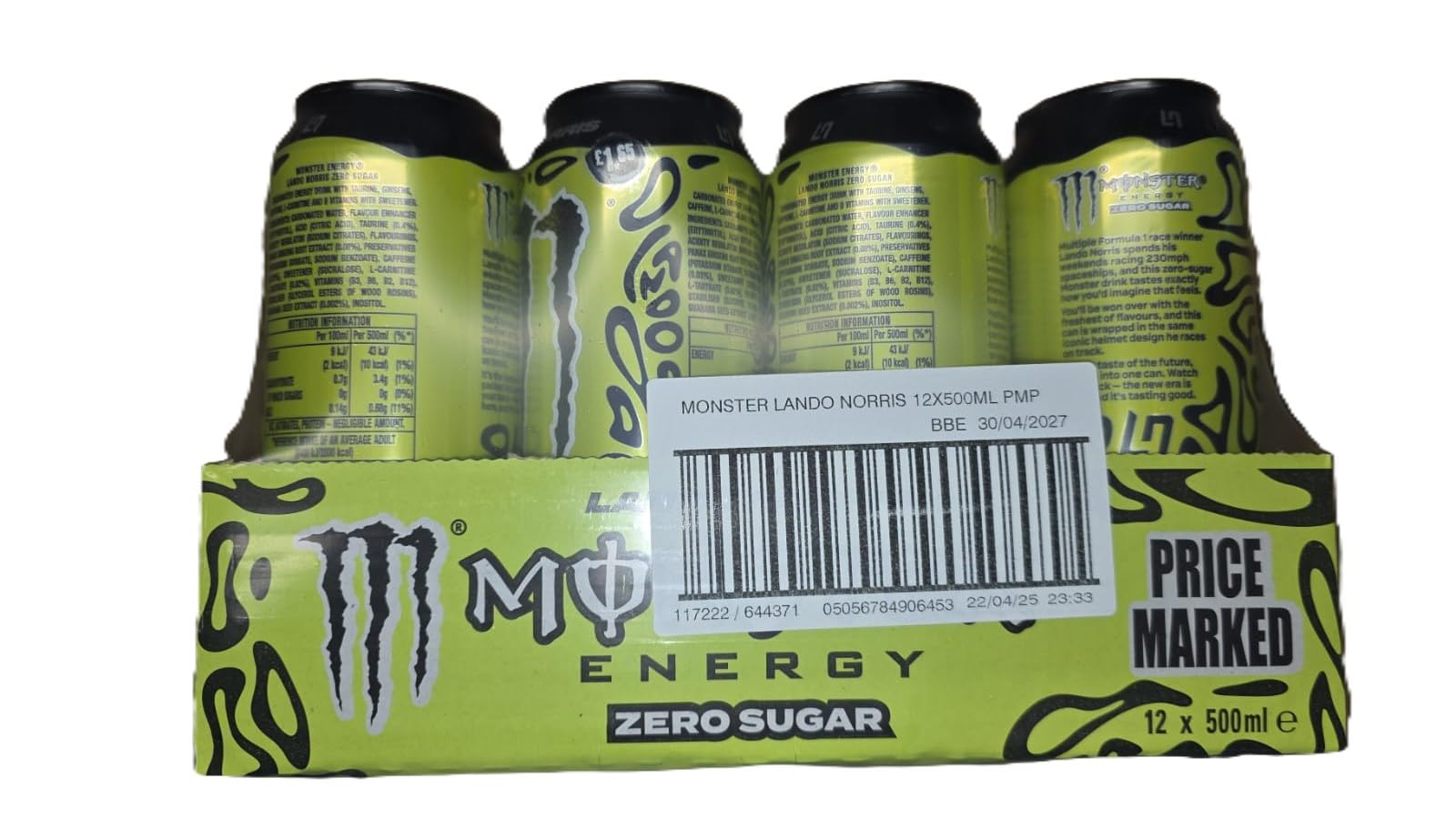 Lando Norris Edition, Melon with Yuzu, Energy Zero Sugar Drink Monster 12 x 500ml Cans