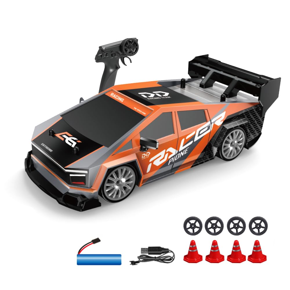 1:24 Scale RC Drift Car, 30KM/H 4WD 2.4GHz Remote Control Cars with LED Light, Racing and 4 Drifting Wheels, High Speed RC Racing Cars Perfect Toy Gift for Teen Adults
