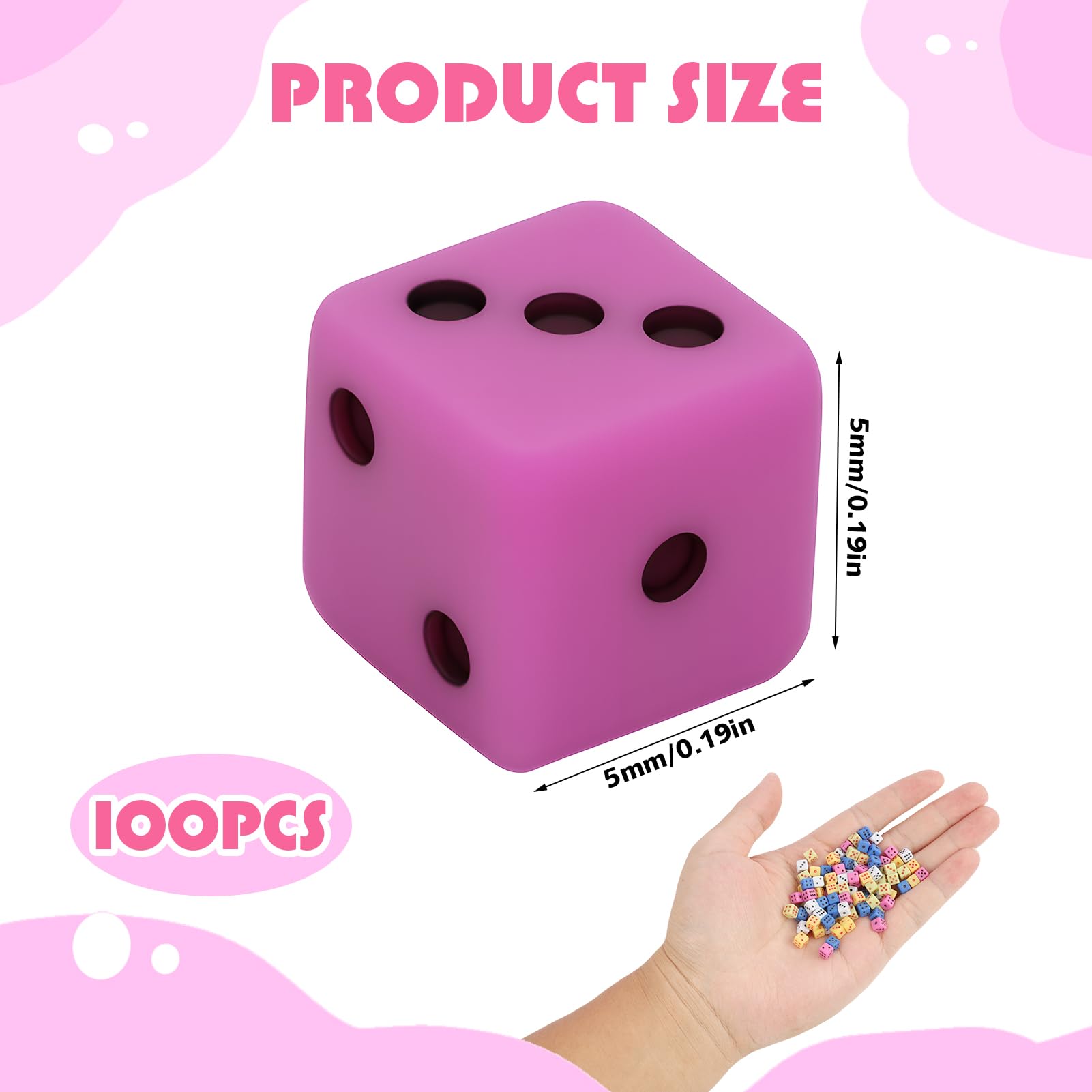 Mini set di dadi D6 multicolore 100 pezzi 5 mm, ideali per casinò, giochi da tavolo, lezioni di matematica e feste, forma quadrata, realizzati in