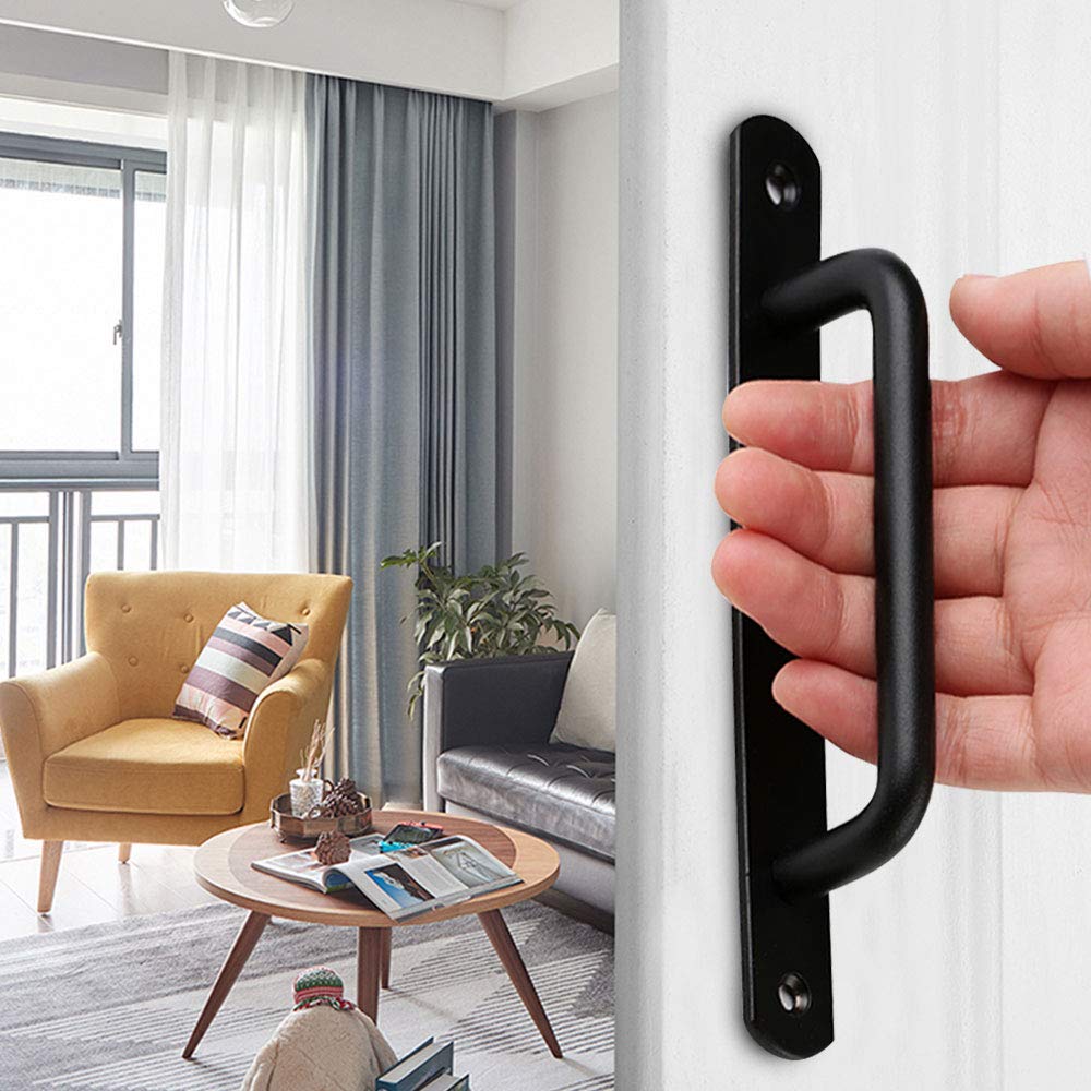 3NH® Sliding Barn Door Handle Pull Kit Heavy Duty Large Pull and Flush Set Carbon Steel Vintage Style Sliding Gate for Home Hotel