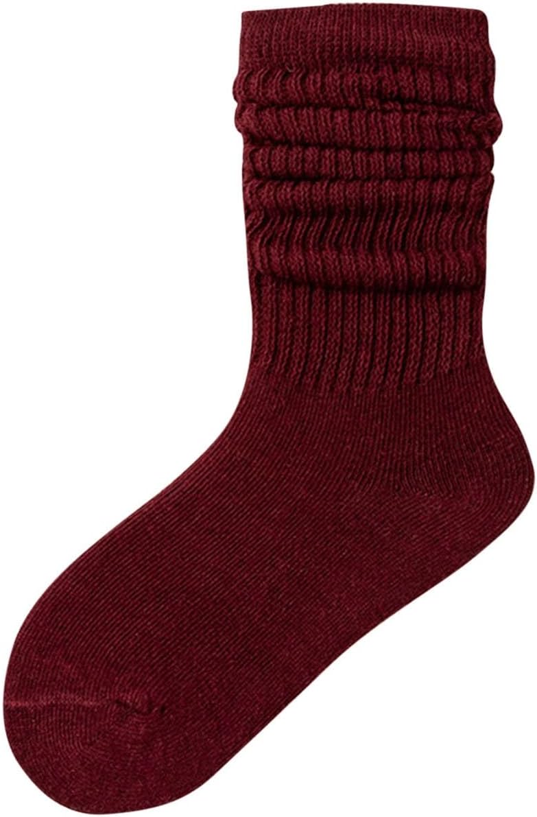 Girls Slouch Crew Socks Ribbed Scrunch Casual Boot Socks