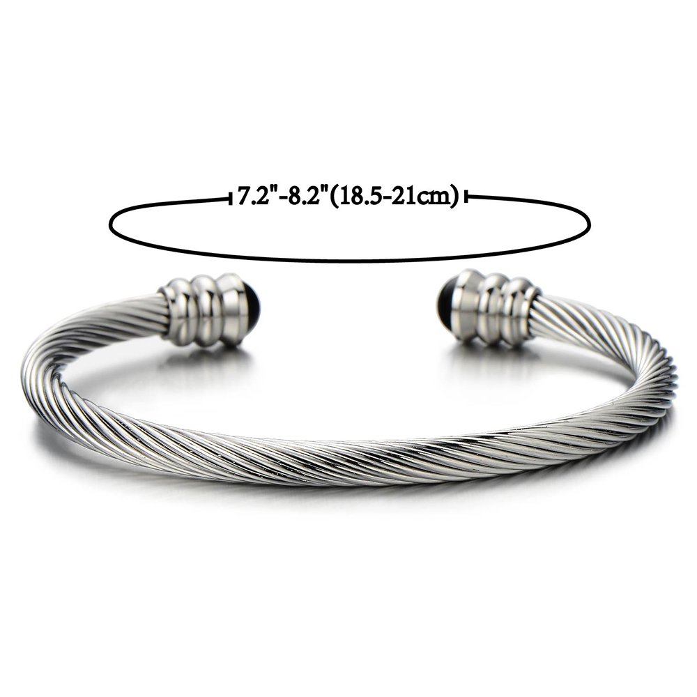 COOLSTEELANDBEYOND elástico ajustable – Unisex – Pulsera de cable trenzado – Pulsera de acero para hombres para mujeres