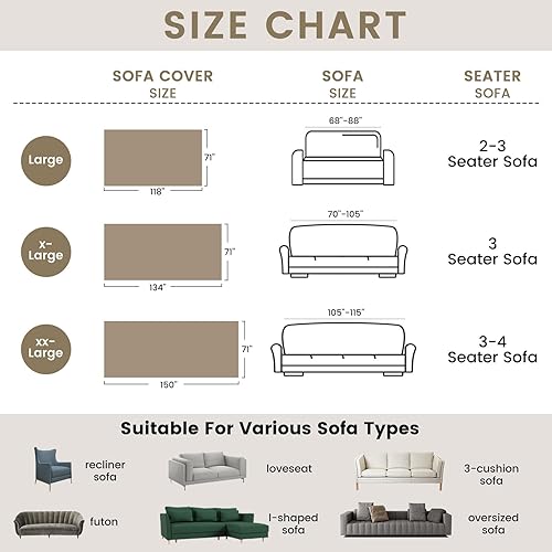 Miniatura 6 de ROOMLIFE Funda de felpilla para sofás modulares, funda de sofá de 3 cojines, apta para mascotas, antideslizante, elástica, protector de muebles para