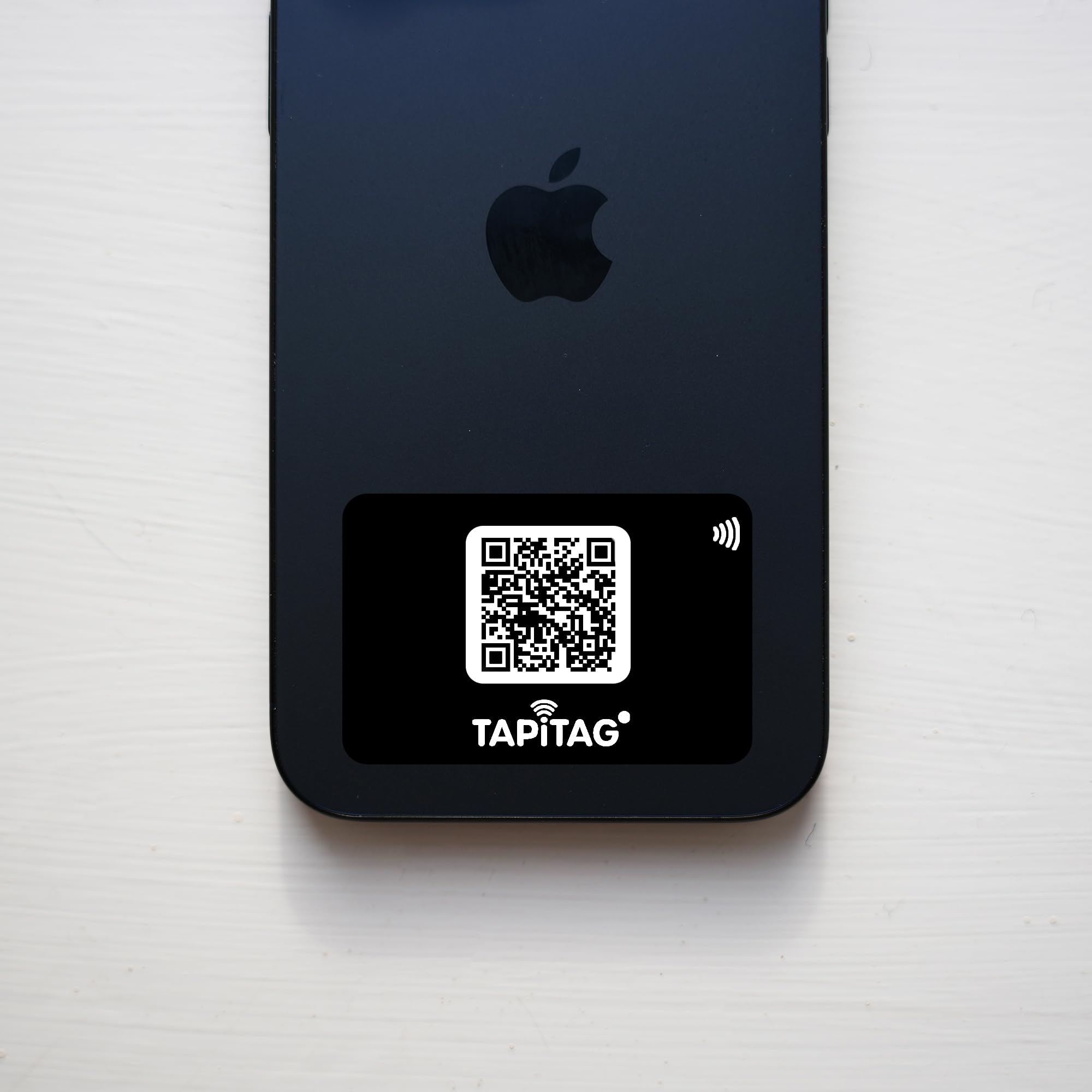 TAPiTAG Mini NFC Digital Business Card Sticker – Tap or Scan Contact Sharing Tag with QR Code – No Subscription – Stick to Phone – Compatible with iPhone & Android (Black)