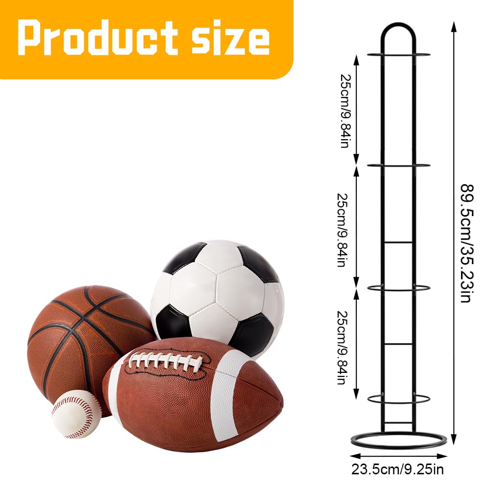Estante De Almacenamiento De Pelotas, 4 Niveles Soporte Balon Futbol, Almacenamiento Vertical De Pelotas, Estante Vertical De Almacenamiento para Pelotas De Baloncesto para Balones