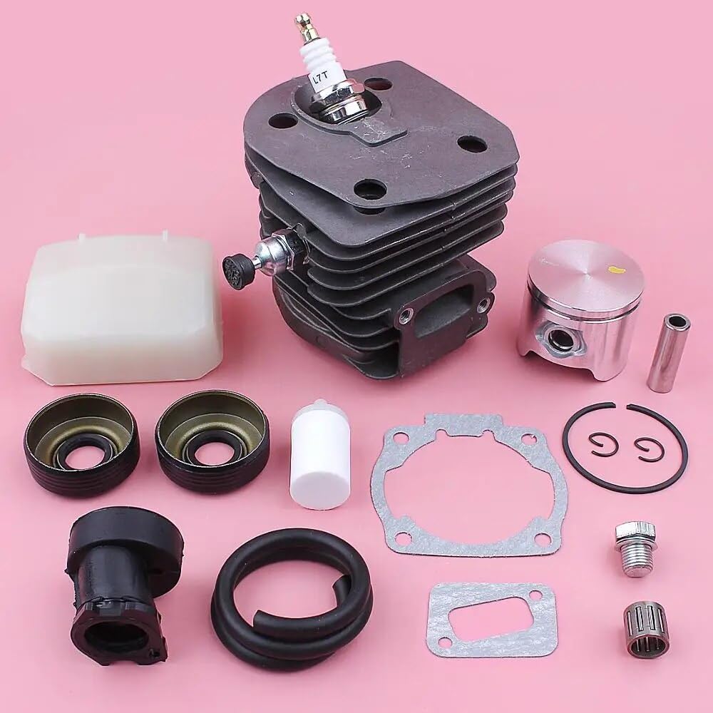 Kit de pistón de Cilindro de 44 mm, for Husqvarna 346XP 350 351 353 Junta de admisión de línea de Filtro de Combustible y Aire Pieza de reemplazo de Motosierra Pistón de Cilindro de jardín