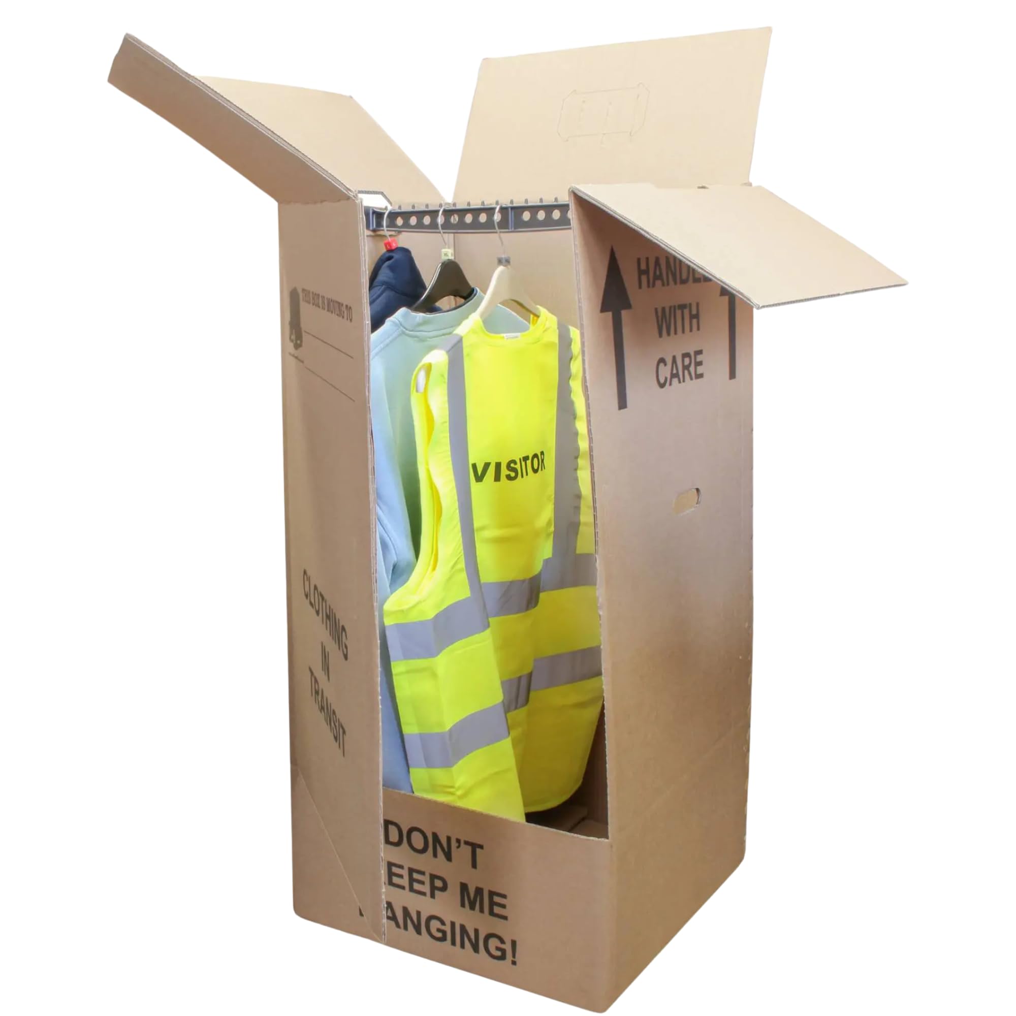 SelfHold Large Double Wall Wardrobe Moving Boxes for moving house with Hanging Rails 18" x 20" x 41" | Up to 18 Items Capacity Garment Removal Boxes | Made in Britain (2)