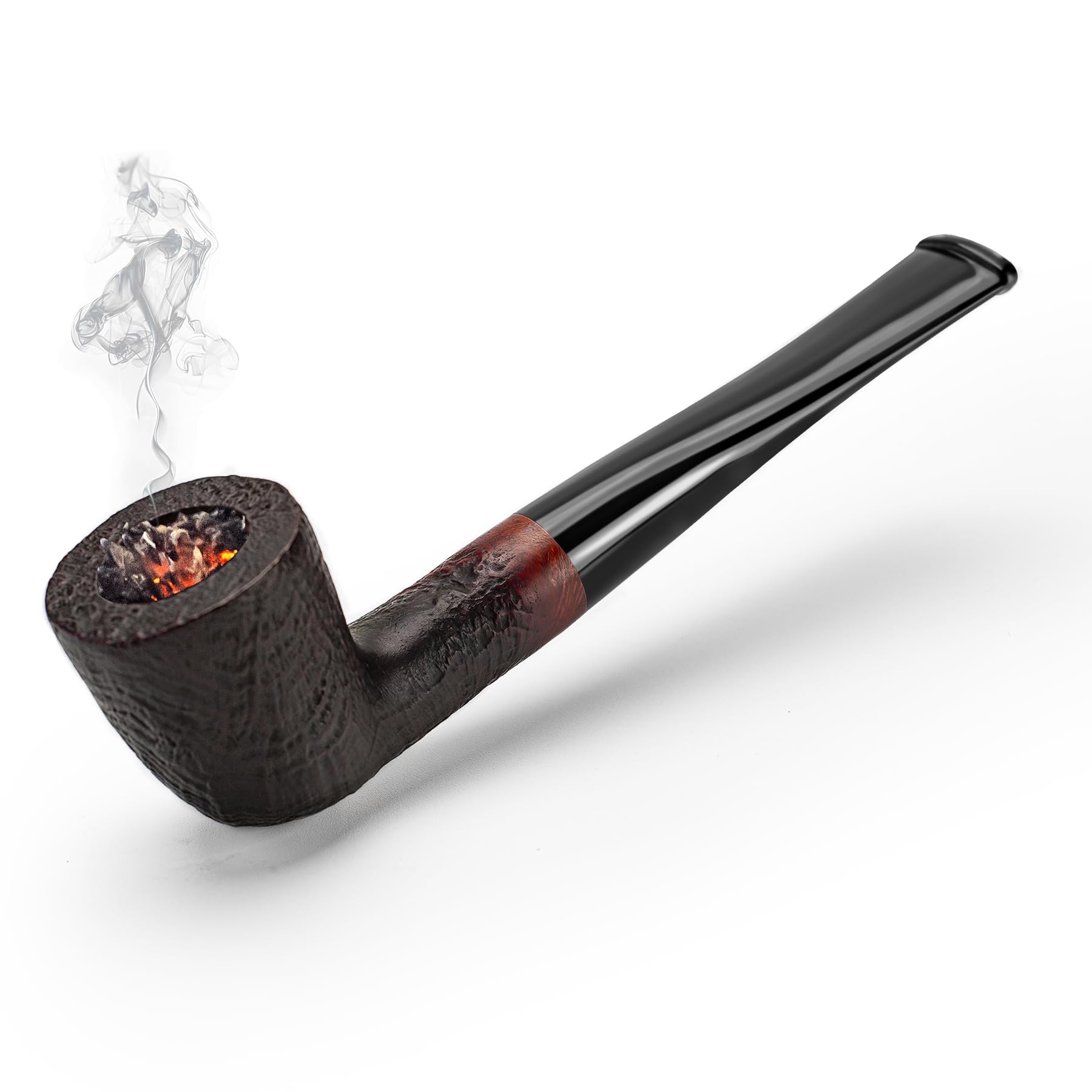 Briar Wood Tobacco Pipe – Handmade Zulu Style Pipe with 9mm Filter, Smooth Stem – Premium Pipe for Men with Gift Box