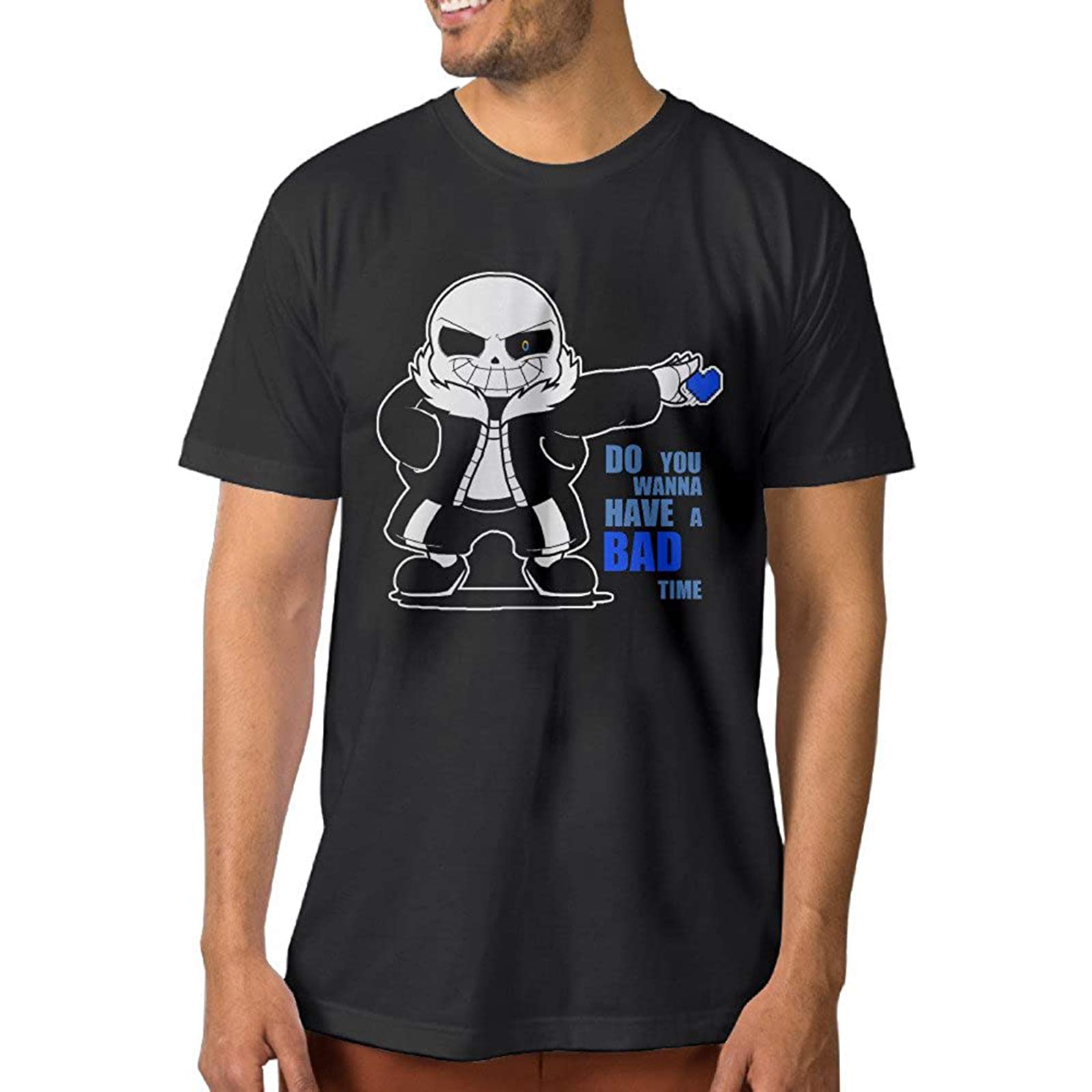 CEDAEI Undertale Sans Do You Wanna Have A Bad Time Men's Cute T-Shirt Fashion Casual Unisex Black Tee