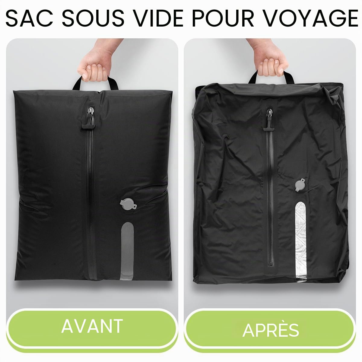Sac Compression Voyage avec Pompe Sans Fil, Sac Sous Vide Vetement Aspirateur Réutilisable, Sacs Sous Vide Pour VêtementsSac Rangement Vetement de Voyage, Literie, Déménagement, (Lot de 2 + Pompe)
