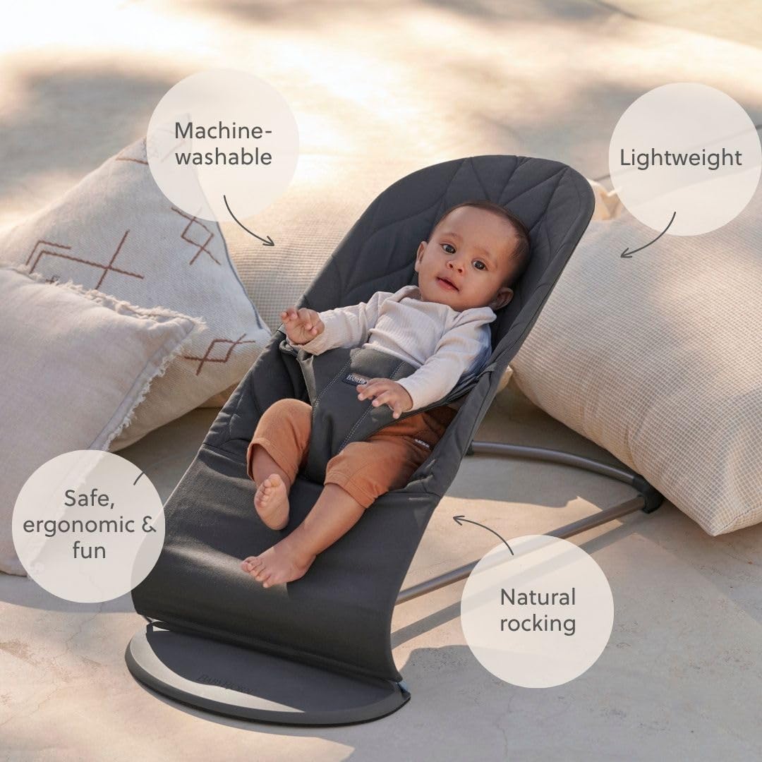 BabyBjörn Transat Bliss, Tissé, Matelassage pétale, Anthracite