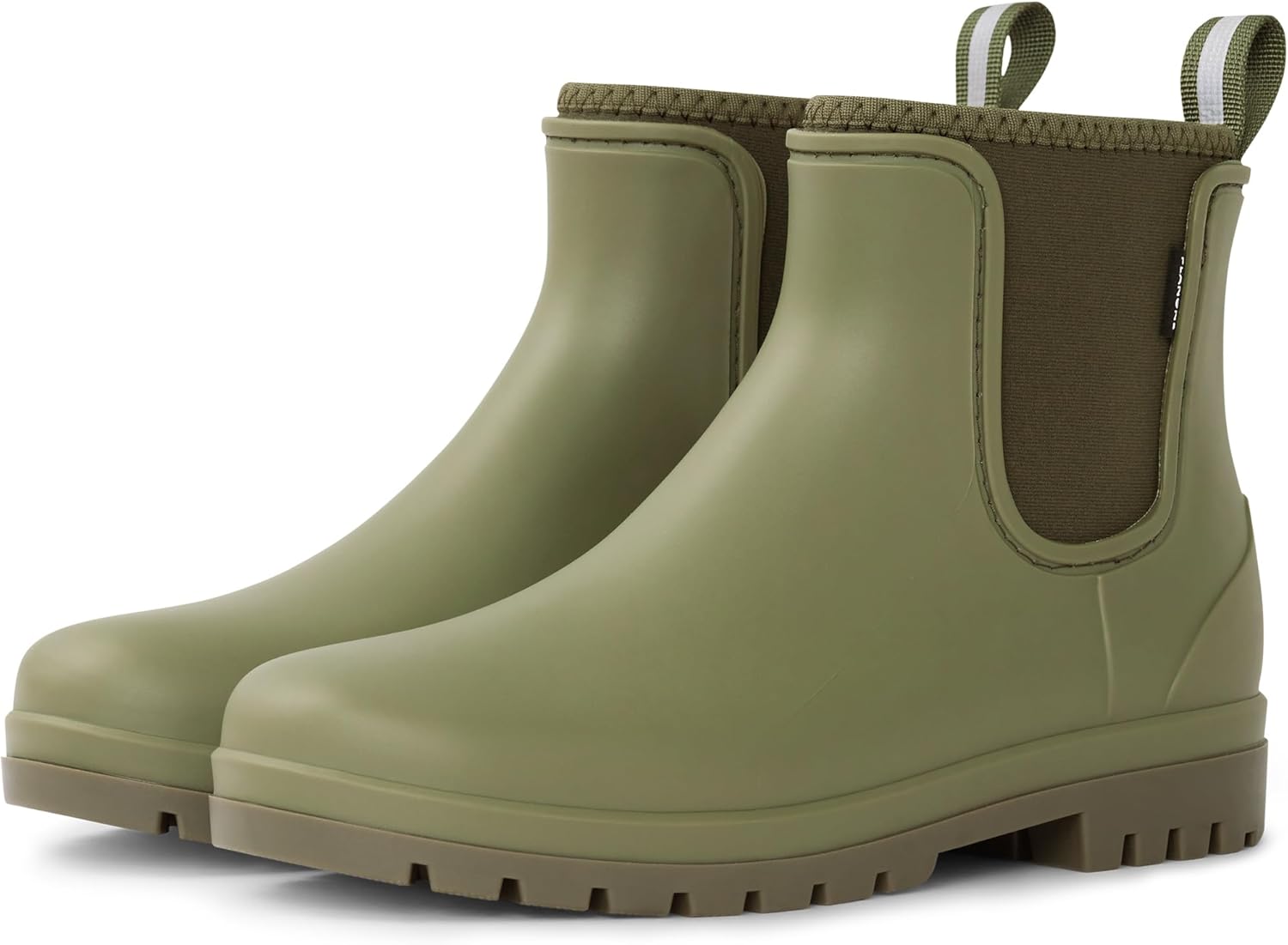 Planone Short Rain Boots for Women Fashion Waterproof Neoprene Chelsea Boots Ankle Non-Slip Matte Rubber Boots Lightweight Outdoor Garden Shoes Work Booties with Arch Support and Removable Comfort Insole