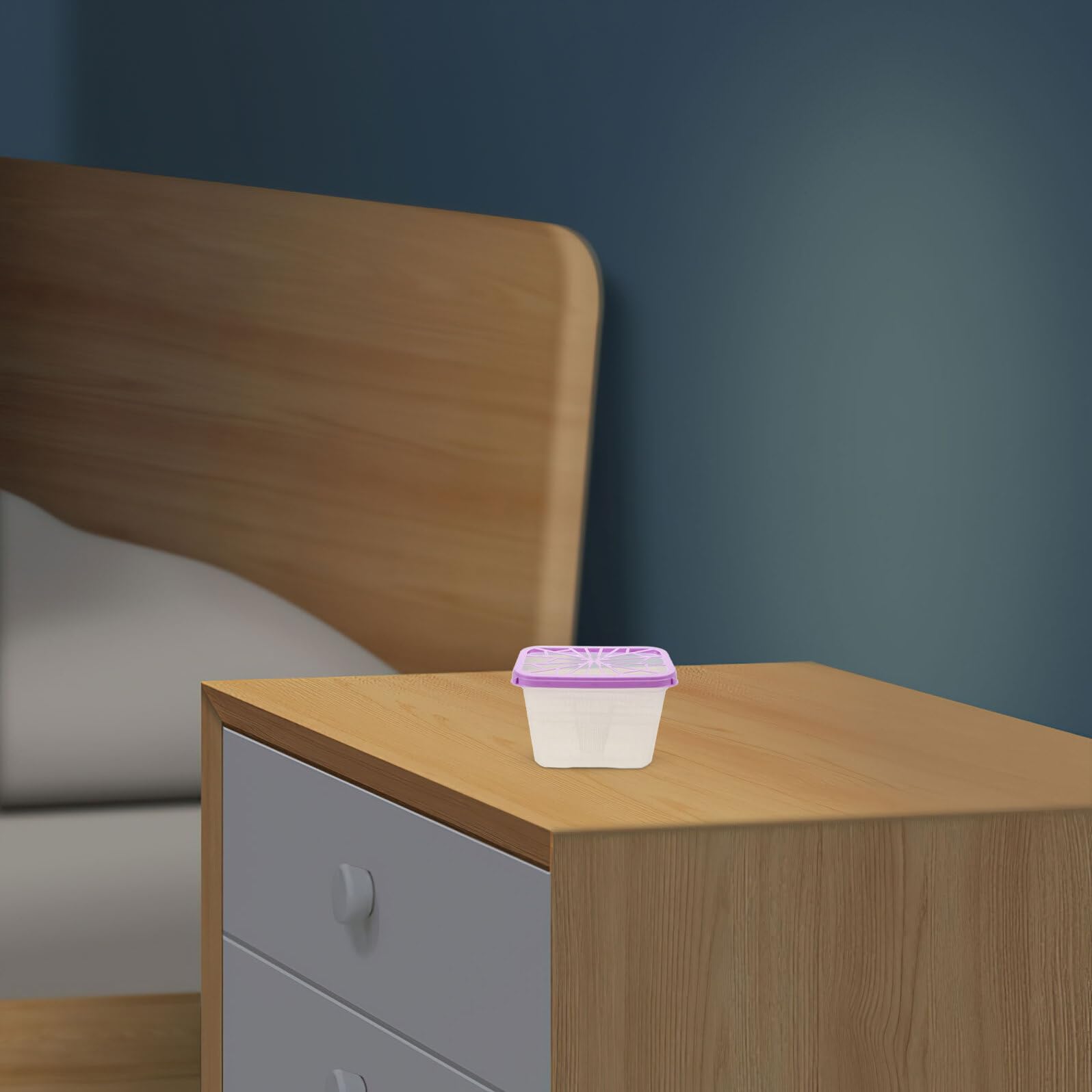 VALICLUD Caja Deshumidificadora Vacía de Plástico 8 Piezas Absorción de Humedad Recargable Contenedor Compacto para Armarios y Almacenamiento Doméstico Color Púrpura Diseño Cuadrado