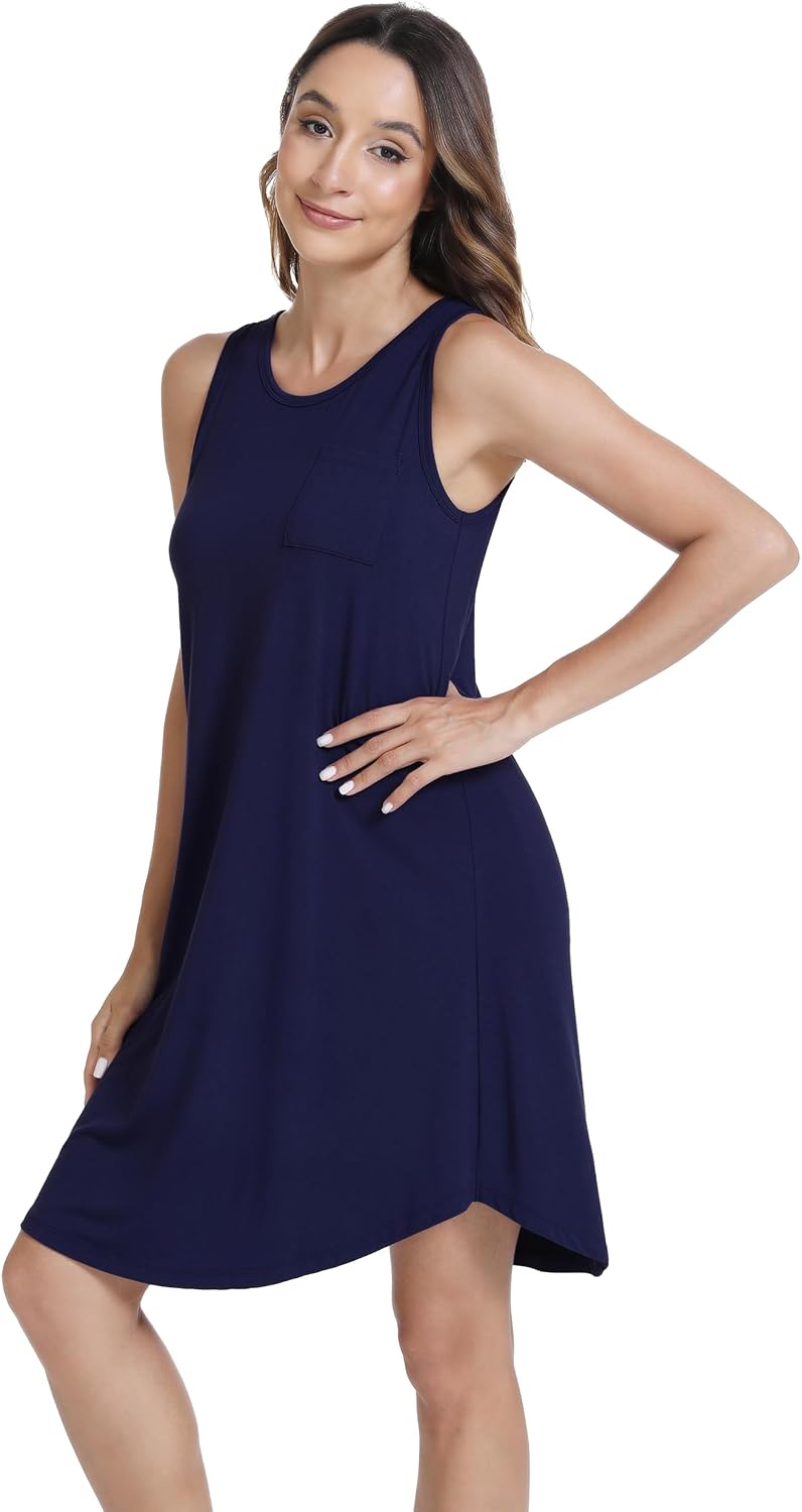 Loose Comfy Nightgown for Women Viscose from Bamboo Nightgowns Sleeveless Tank Pajamas Sleep Shirts S-XXL