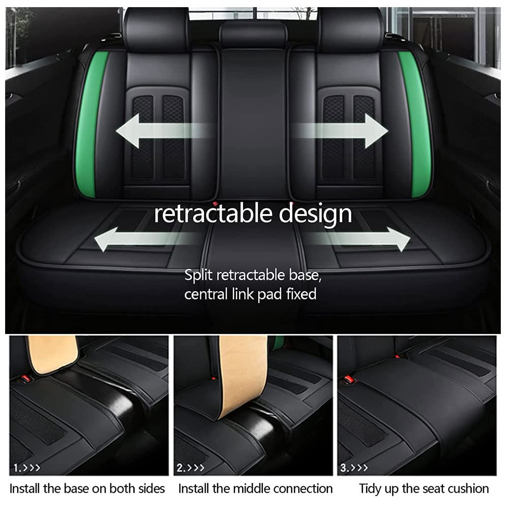 para Mitsubishi Montero Set Cuero Fundas Asientos De Coche Delanteros Y Traseros Juego Completo CojíN De Protectores Fundas De Asiento Cubreasientos Accesorios,D/Green