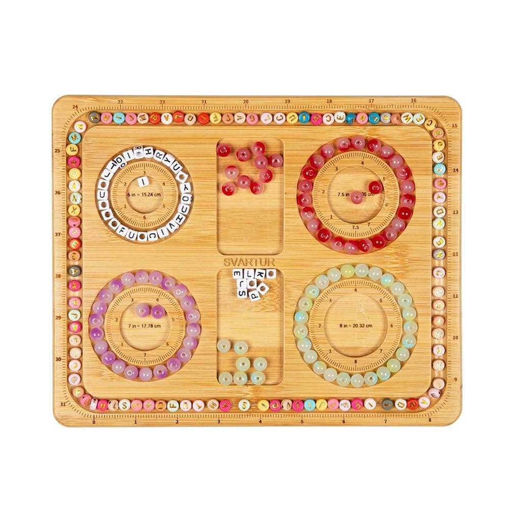 Bead Board, 11.4×7.9Inch Wooden Jewelry Beading Tray DIY Jewelry Measurement Design Tool for Bracelet Necklace Making