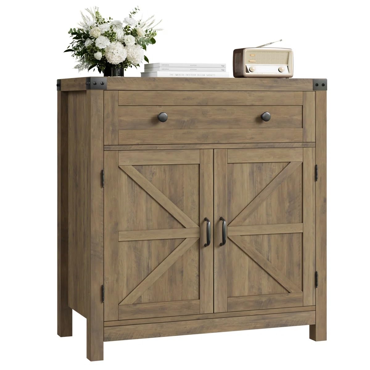 Wooden Door Accent Cabinet Stylish Storage Cabinet for Living Room Bedroom & Hallway Modern Side Cabinet with Shelves Durable. (Rustic Brown)-image-28