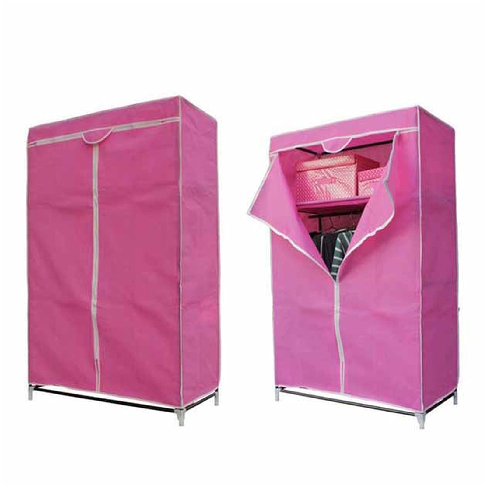 Offener Kleiderschrank,langlebiger Schrank-Aufbewahrungsorganisator aus Vliesstoff,tragbarer Metall-Kleiderbügel für Kleiderschränke,140 x 90 x 44 cm (Größe: 140 x 90 x 44 cm,Farbe: E)