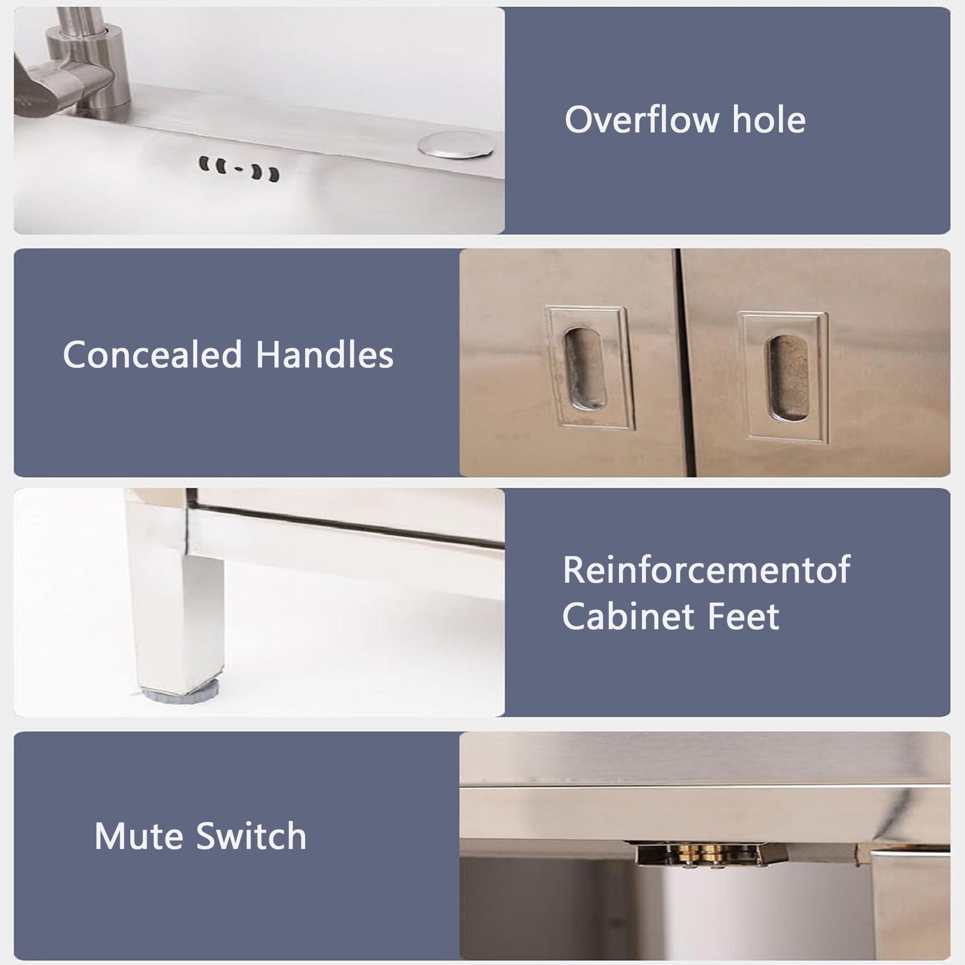 Mueble de Fregadero Exterior, Fregadero de Cocina Independiente de Acero Inoxidable con Grifo, Lavabo Individual para lavandería, Estilo rústico, Garaje.,60x45x80cm