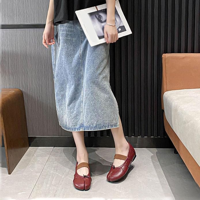 Split Toe Ballet Flats for Women, Round Toe Wide Width Close Toe Flats Shoes, Low Heel Lightweight Walking Office Dress Shoes, All-Match for Daily Wear Beach Travel2