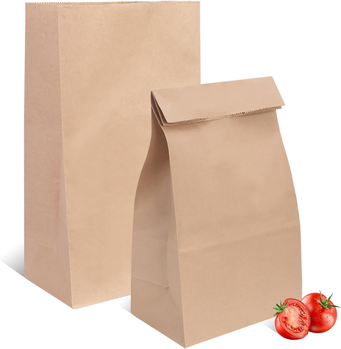 Aakriti Grocery Bags 9 × 5 × 12 Inches, 50pcs Heavy Duty Brown Kraft Paper Sacks, Recyclable Durable for Pantry Items, Gifts, Retail, Food Delivery (BROWN, Large Bag 50pcs)