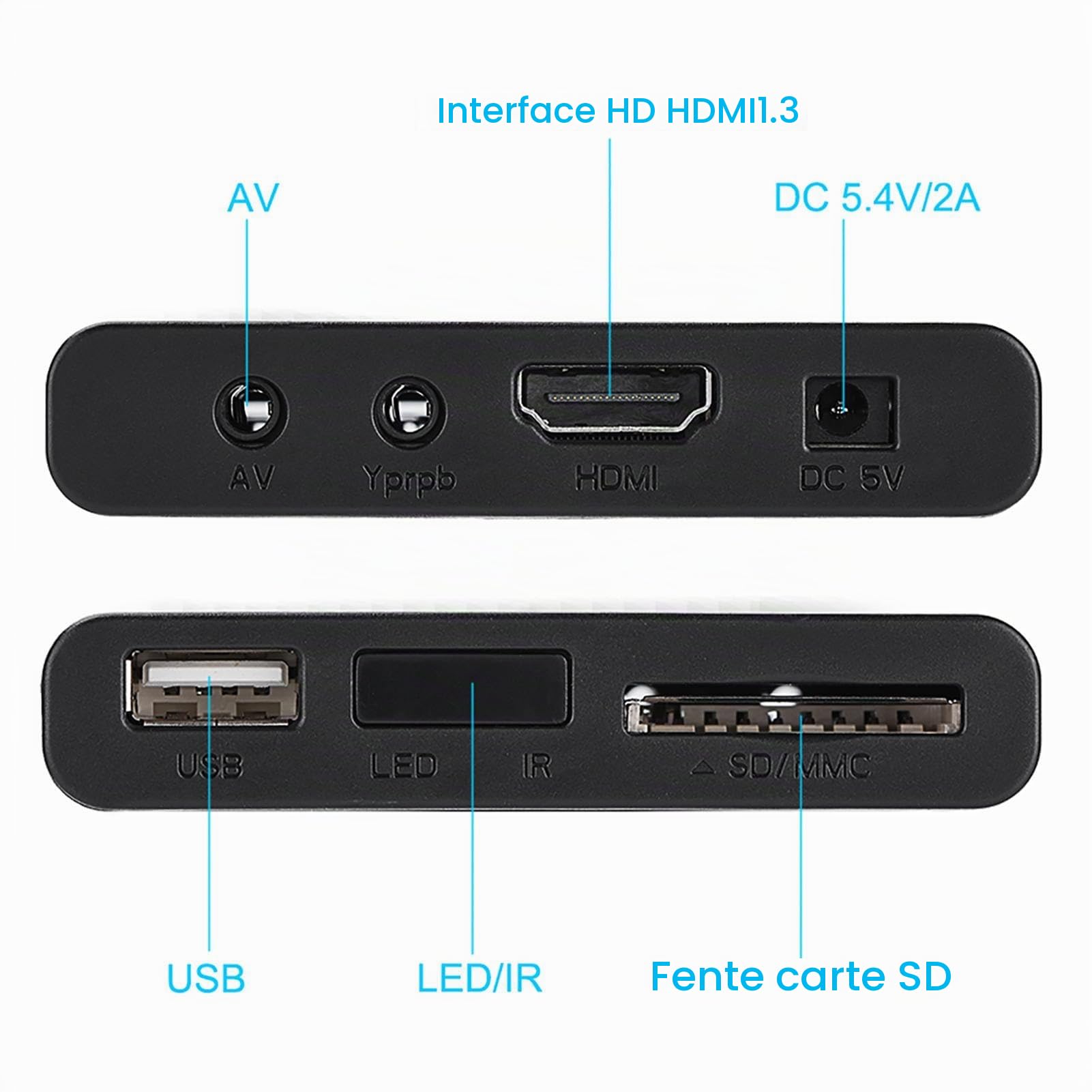 Tonysa Full HD Mini Box Media Player 1080P avec Sortie HDMI, Prise en Charge du Lecteur Multimédia Numérique Ultra HDMI USB MMC RMVB, Noir