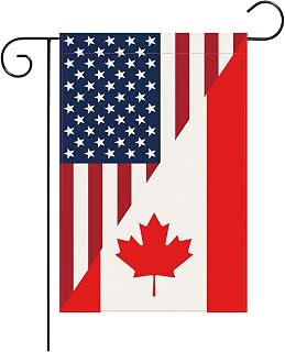 Canada American Flag, Canadian Usa Garden Flag, Linen Fabric Garden Yard Decorations, 12x18 Inch(Pole Not Included)