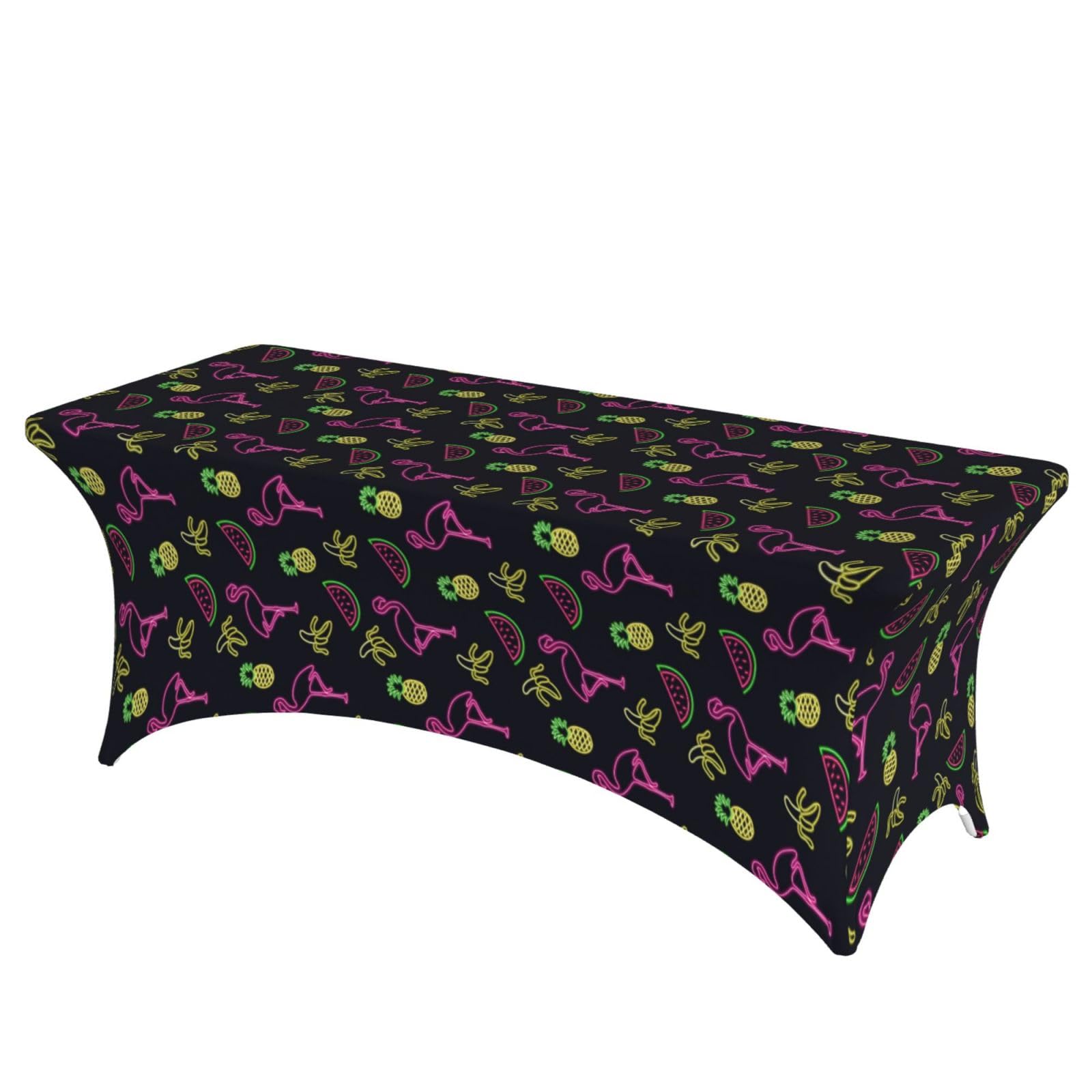 NImongt Pineapple Banana Flamingo Print Elastic Rectangular Tablecloth Holidays Family Banquet Wedding Party Table Cover