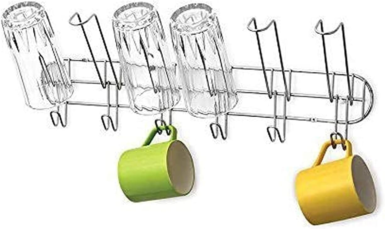 Disha EOAN INTERNATIONAL Stainless Steel Cup and Glass Holder (Silver, STANDARD SIZE)