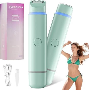 Bikini Trimmer for Women - New 2 in1 Dual Head Bikini Shaveronal Electric Razors for Women,Rechargeable Electric for Lady Bikini Underarm,Body,Leg,Hair Remove Portable Travel